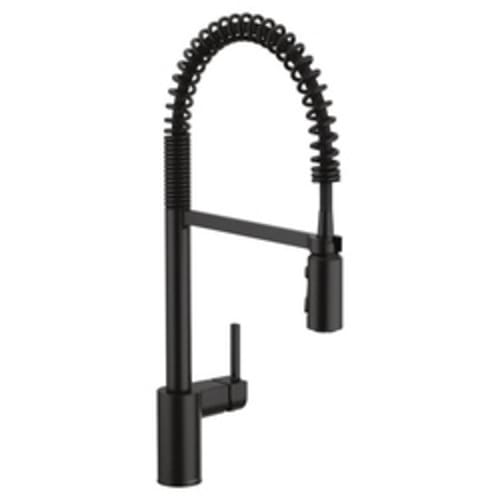 Moen® 5923BL Pre-Rinse Spring Pulldown Kitchen Faucet, Align™, 1.5 gpm Flow Rate, High-Arc Spout, Matte Black, 1 Handle, Domestic