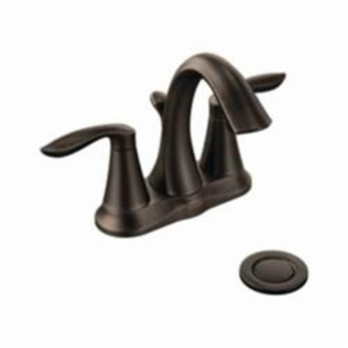 Moen® 6410ORB Eva® Centerset Bathroom Faucet, 1.5 gpm, 4-1/2 in H Spout, 4 in Center, Oil Rubbed Bronze, 2 Handles, Pop-Up Drain, Domestic