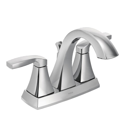 Moen® 6901 Voss™ Centerset Bathroom Faucet, Polished Chrome, 2 Handles, Metal Pop-Up Drain, 1.5 gpm Flow Rate