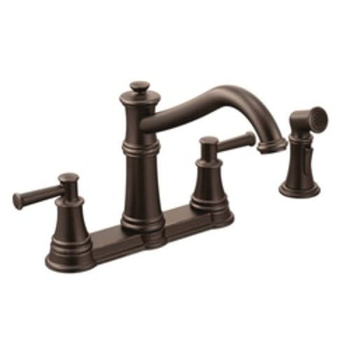 Moen® 7255ORB Belfield™ Kitchen Faucet With Side Spray, 1.5 gpm, 4 in Center, Oil Rubbed Bronze, 2 Handles, Domestic