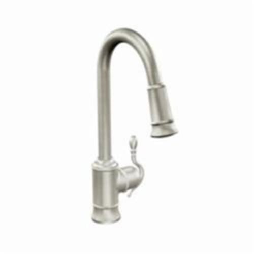 Moen® 7615SRS Woodmere® Kitchen Faucet, 1.5 gpm Flow Rate, Spot Resist® Stainless Steel, 1 Handles, 1 Faucet Holes, Function: Traditional, Domestic