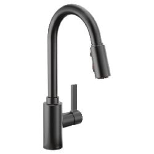 Moen® 7882BL Genta™ Pulldown Kitchen Faucet, 1.5 gpm Flow Rate, Matte Black, 1 Handles, 1 or 3 Faucet Holes, Domestic