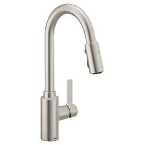 Moen® 7882SRS Pull-Down Kitchen Faucet, Genta™, 1.5 gpm Flow Rate, Spot Resist® Stainless, 1 Handles, 1 Faucet Holes, Function: Traditional, Domestic