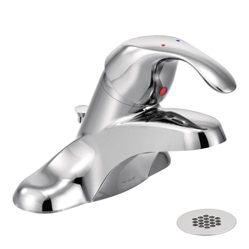 Moen® 8434 Centerset Bathroom Faucet, M-BITION™, Polished Chrome, 1 Handle, Grid Strainer Drain, 1.2 gpm