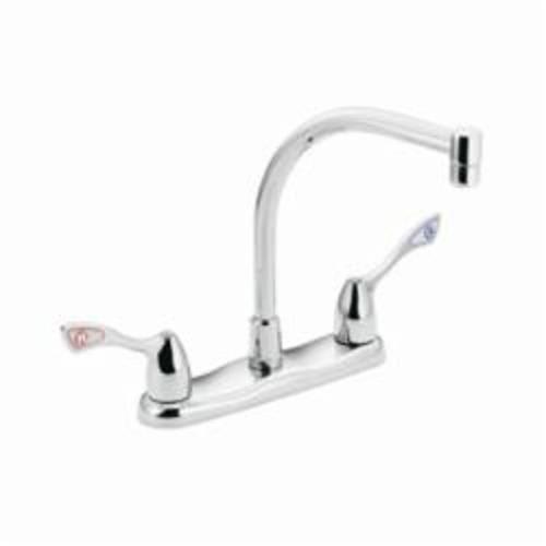 Moen® 8799 M-BITION™ Vandal Resistant Kitchen Faucet, 1.5 gpm, 8 in Center, 2 Handles, Chrome Plated, Domestic