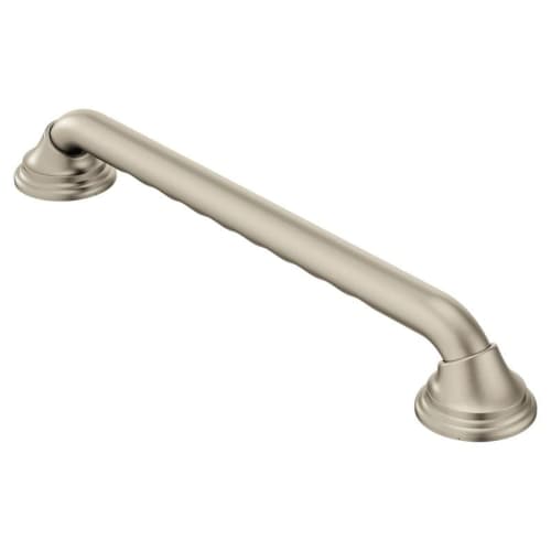 Moen® R8718D3GBN Designer Straight Grab Bar With Curl Grip, 18 in L x 1-1/4 in Dia, Brushed Nickel, 304 Stainless Steel, Import