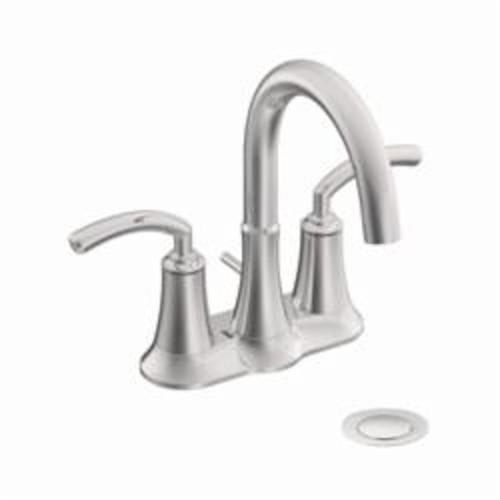 Moen® S6510 Icon™ Centerset Bathroom Faucet, Polished Chrome, 2 Handles, Metal Pop-Up Drain, 1.5 gpm Flow Rate