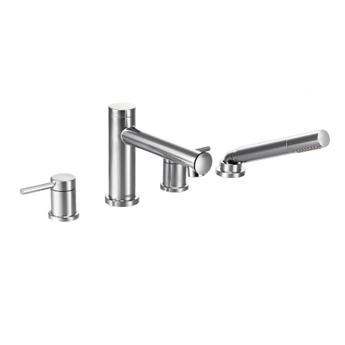 Moen® T394 Align™ Widespread Roman Tub Faucet, 2 gpm Flow Rate, 8 to 16 in Center, Polished Chrome, 2 Handles, Function: Traditional, Domestic (Rough-in valve sold separately)