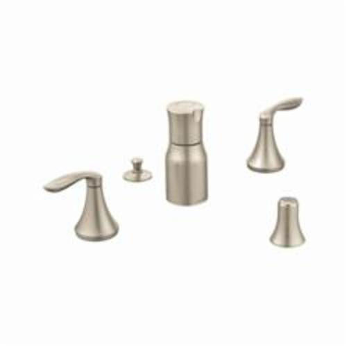 Moen® T5220BN Eva® Widespread Bidet Faucet, 8 to 16 in Center, 2 Handles, Pop-Up Drain, Brushed Nickel, Import (Rough-in valve sold separately)