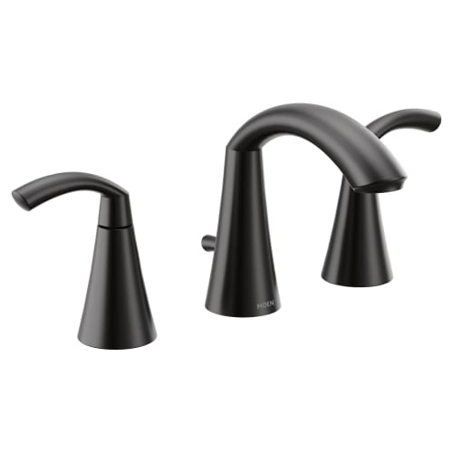 Moen® T6173BL GLYDE™ Widespread Lavatory Faucet, 1.2 gpm Flow Rate, 4-3/16 in H Spout, 8 in Center, Matte Black, 2 Handles, Lift Rod Drain, Domestic