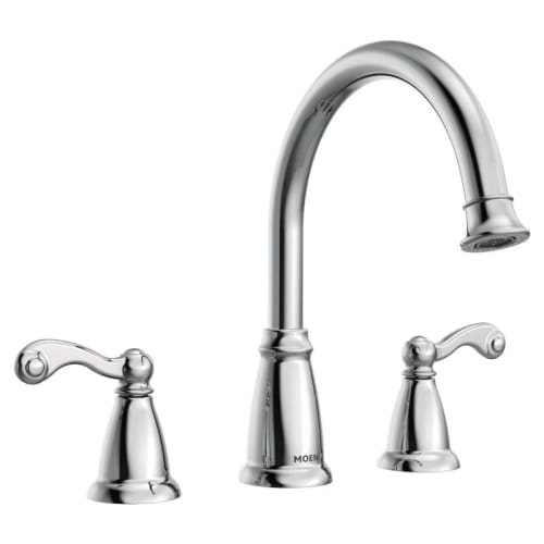 Moen® T624 Traditional® Roman Tub Faucet, 10 in Center, Polished Chrome, 2 Handles, Function: Traditional, Domestic