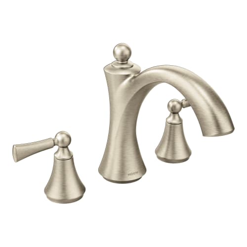 Moen® T653BN Wynford™ Roman Tub Faucet Trim, 10 in Center, Brushed Nickel, 2 Handles, Function: Traditional, Import