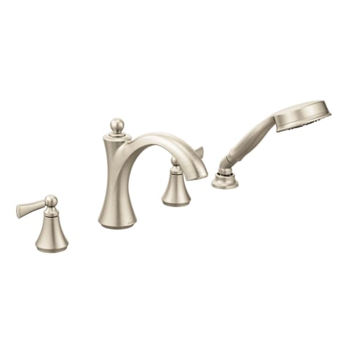 Moen® T654BN Roman Tub Faucet, Wynford™, 2 gpm Flow Rate, 10 in Center, Brushed Nickel, 2 Handles, Function: Traditional, Import