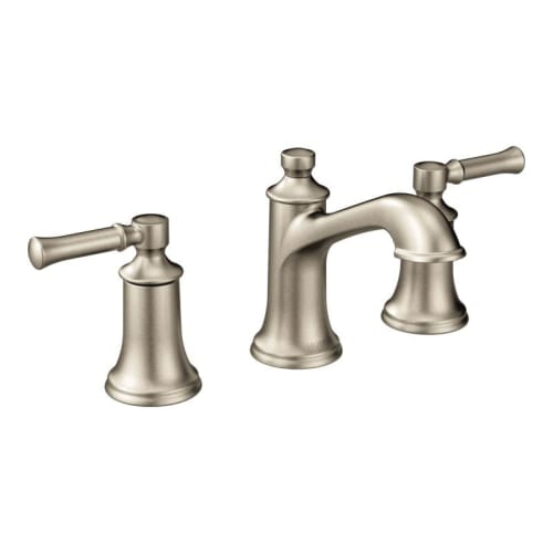 Moen® T6805BN Dartmoor™ Widespread Bathroom Faucet, 1.2 gpm, 5-1/8 in H Spout, 8 to 16 in Center, Brushed Nickel, 2 Handles, Pop-Up Drain, Domestic (Rough-in valve sold separately)