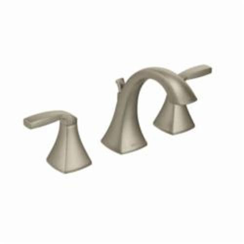 Moen® T6905BN Voss™ Widespread Bathroom Faucet, 1.5 gpm, 4-1/2 in H Spout, 8 in Center, Brushed Nickel, 2 Handles, Pop-Up Drain, Domestic (Rough-in valve sold separately)