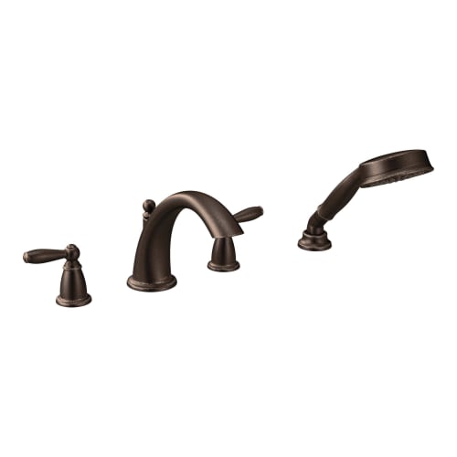 Moen® T924ORB Widespread Roman Tub Faucet, Brantford™, 10 in Center, Oil Rubbed Bronze, 2 Handles, Function: Traditional, Domestic (Rough-in valve sold separately)
