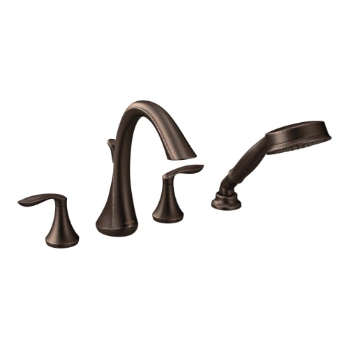 Moen® T944ORB Widespread Roman Tub Faucet, Eva®, 10 in Center, Oil Rubbed Bronze, 2 Handles, Function: Traditional, Domestic (Rough-in valve sold separately)