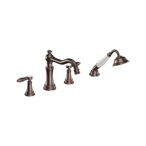 Moen® TS21104ORB Roman Tub Faucet, Weymouth™, 10 to 16 in Center, Oil Rubbed Bronze, 2 Handles, Hand Shower Yes/No: Yes, Domestic