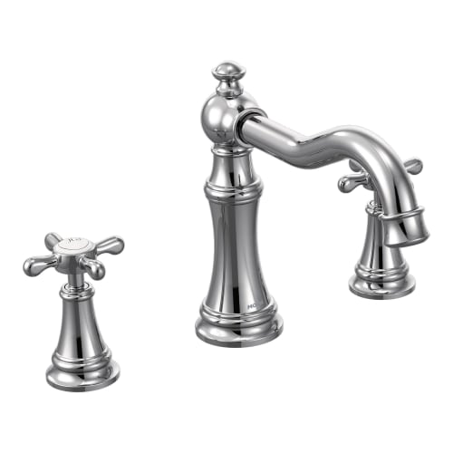 Moen® TS22101 Weymouth™ Roman Tub Faucet Trim, 10 in Center, Polished Chrome, 2 Handles, Function: Traditional, Domestic