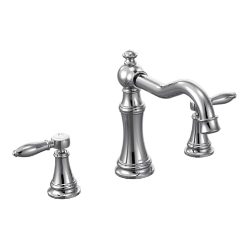 Moen® TS22103 Weymouth™ Roman Tub Faucet Trim, 10 in Center, Polished Chrome, 2 Handles, Function: Traditional, Domestic