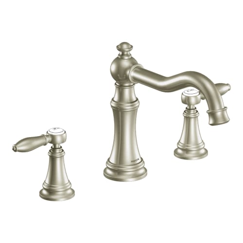 Moen® TS22103BN Weymouth™ Roman Tub Faucet Trim, 10 in Center, Brushed Nickel, 2 Handles, Function: Traditional, Domestic