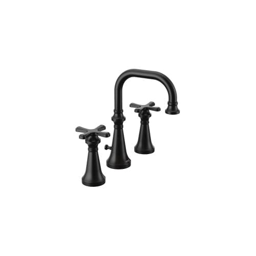 Moen® TS44103BL Colinet™ Widespread Lavatory Faucet, Residential, 1.2 gpm Flow Rate, 5-11/16 in H Spout, 8 in Center, Matte Black, 2 Handles, Lift Rod Drain, Domestic