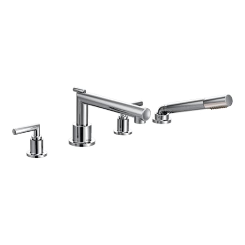 Moen® TS93004 Arris™ Widespread Roman Tub Faucet, 2 gpm Flow Rate, 10 in Center, Polished Chrome, 2 Handles, Function: Traditional, Domestic