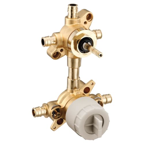 Moen® M-Pact™ M-Core™ U362CXS 3-Port 3/6 Function Transfer Valve, 1/2 in Cold Expansion PEX Inlet x 1/2 in Cold Expansion PEX Outlet, 200 psi Air/300 psi Water Pressure, Brass Body, Domestic