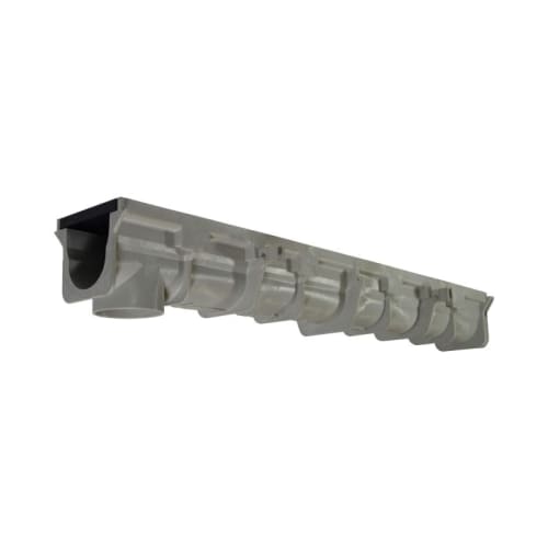 NDS® Dura Slope™ EZ-Track™ DS-091 Pre-Sloped Channel Drain With UV Inhibitor, 48 in L 3.99 to 4.34 in D, High Density Polyethylene, Light Gray, Domestic