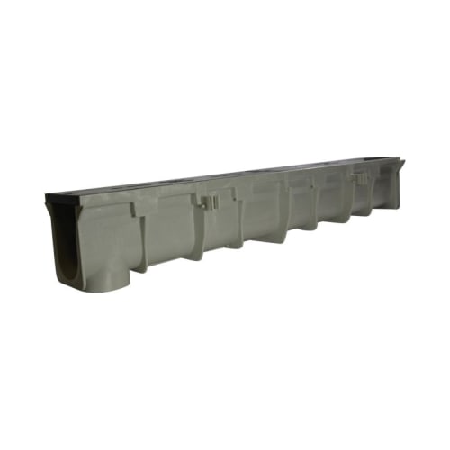 NDS® Dura Slope™ EZ-Track™ DS-097 Pre-Sloped Channel Drain With UV Inhibitor, 48 in L 6.01 to 6.35 in D, High Density Polyethylene, Light Gray, Domestic