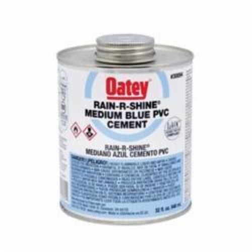 Oatey® Rain-R-Shine® 30894 Medium PVC Cement, 32 oz Can, Translucent Liquid, Blue, 0.92