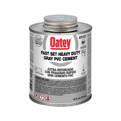 Oatey® 31122 Heavy Duty Fast Set PVC Cement, 946 mL Can, Liquid, Gray, 0.96