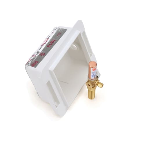 Oatey® 39121 Fire-Rated Low Lead Ice Maker Outlet Box With Water Hammer Arrestor, C Connection, Bulk Moulding Compound