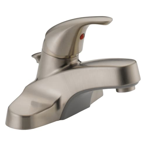 Peerless® P136LF-BN Centerset Lavatory Faucet, Brushed Nickel, 1 Handles, Plastic Pop-Up Drain, 1.2 gpm Flow Rate