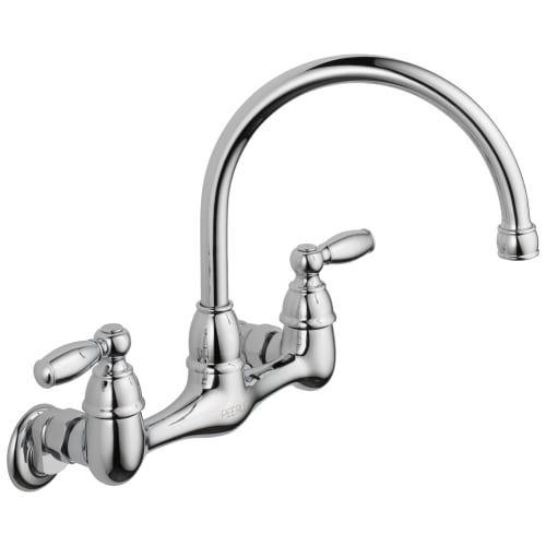 Peerless® by DELTA® P299305LF Kitchen Faucet, 1.8 gpm, 7 to 9 in Center, 2 Handles, Chrome Plated, Domestic, Commercial