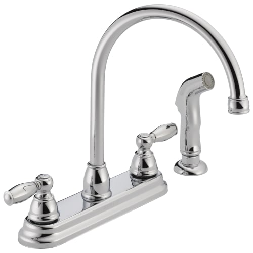 Peerless® by DELTA® P299575LF Kitchen Faucet, 1.8 gpm, 8 in Center, 2 Handles, Chrome Plated, Import