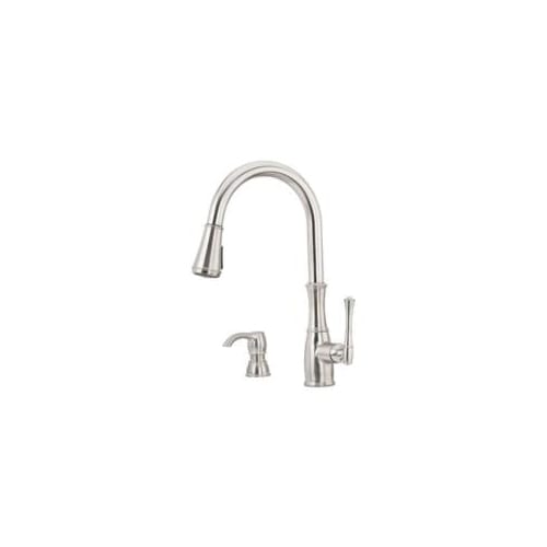 Pfister® GT529-WH1S Wheaton™ Professional Grade Pull-Down Kitchen Faucet, 1.8 gpm Flow Rate, Stainless Steel, 1 Handles, 1/3 Faucet Holes, Function: Traditional