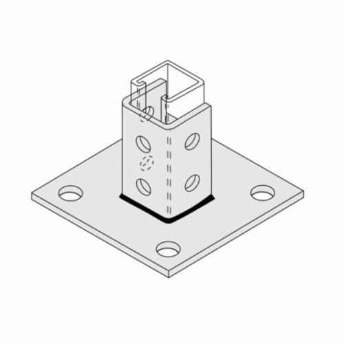 PHD S6025 EG Post Base, Centered Channel Position, 3-1/2 in Base, For Use With 1-5/8 in Strut, Carbon Steel