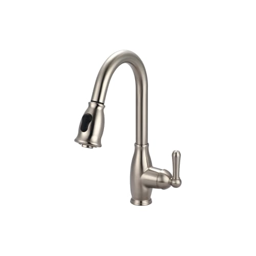 OLYMPIA K-5040-BN Pull-Down Kitchen Faucet, Accent, 1.8 gpm Flow Rate, PVD Brushed Nickel, 1 Handles, 1/3 Faucet Holes, Function: Traditional