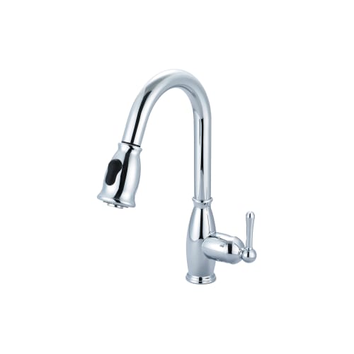 OLYMPIA K-5040 Pull-Down Kitchen Faucet, Accent, 1.8 gpm Flow Rate, Polished Chrome, 1 Handles, 1/3 Faucet Holes, Function: Traditional