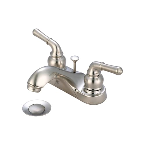 OLYMPIA L-7242-BN Lavatory Faucet, Accent, PVD Brushed Nickel, 2 Handles, Brass Pop-Up Drain, 1.5 gpm Flow Rate