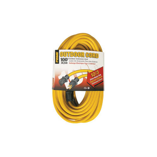 PRIME® EC500835 Jobsite Outdoor Extension Cord, 15 A 125 VAC 1875 W, SJTW, 100 ft L Cord, 3 Conductors