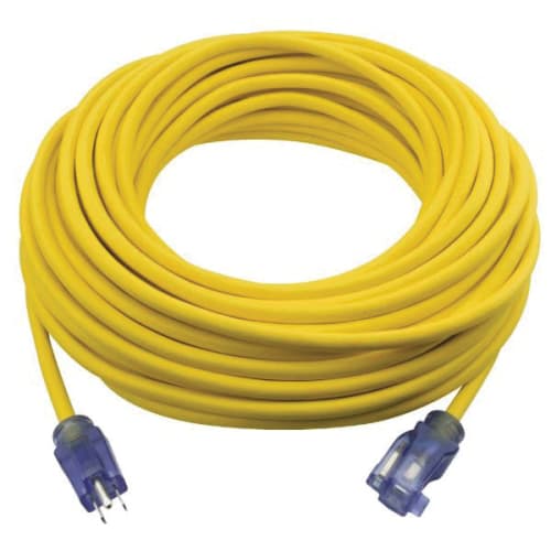 PRIME® Jobsite® EC511835 SJTW Ultra Flexible Extension Cord With Primelight® Power Indicator Light, 125 V, 15 A, 1875 W, 100 ft L Cord, 3 Conductors