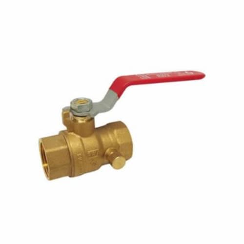 RWV® 5060AB 1/2 1-Piece Ball Valve With Handle and Drain, 1/2 in Nominal, Thread End Style, Brass Body, Full Port, PTFE Softgoods