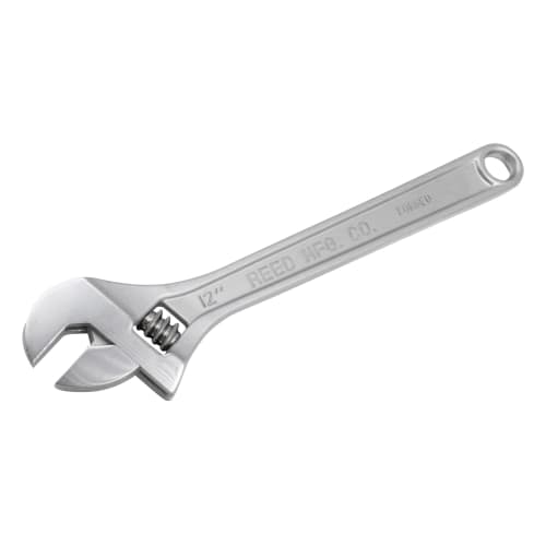 Reed 02207 Adjustable Wrench, 1-5/16 in, 12 in OAL, Nickel Chrome Plated