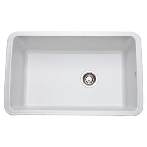 Rohl® 6307WH Kitchen Sink Without Overflow, Rectangular, 31-5/8 in W x 19-5/8 in D x 11 in H, Under Mount, Fireclay, White