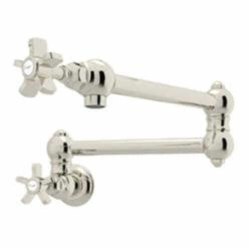 Rohl® A1451XPN-2 Pot Filler, Italian Country Kitchen, 1.5 gpm Flow Rate, Swivel Arm Spout, Polished Nickel, 2 Handles