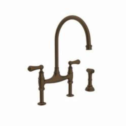 Rohl® U.4719L-EB-2 Perrin & Rowe® Bridge Kitchen Faucet With Side Spray, 1.8 gpm, 7-7/8 in Center, 2 Handles, English Bronze