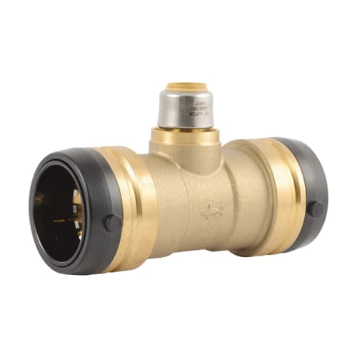 Sharkbite® UXL08414116 Large Diameter Reducing Tee, 1-1/2 x 1-1/2 x 1/2 in Nominal, Push-to-Connect End Style, DZR Brass, Domestic