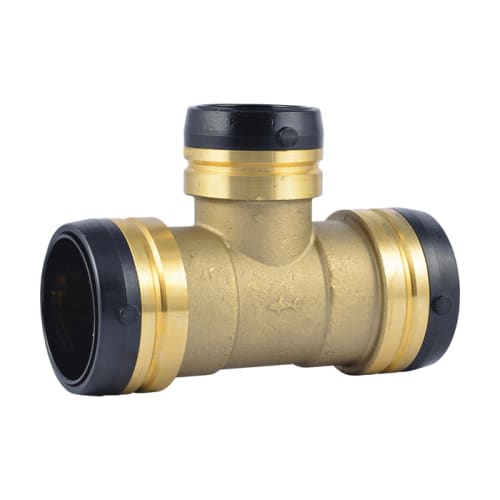 Sharkbite® UXL08545441 Large Diameter Reducing Tee, 2 x 2 x 1-1/2 in Nominal, Push-to-Connect End Style, DZR Brass, Domestic